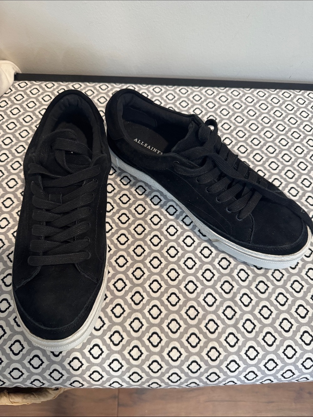AllSaints Black Suede Low-Profile Sneakers